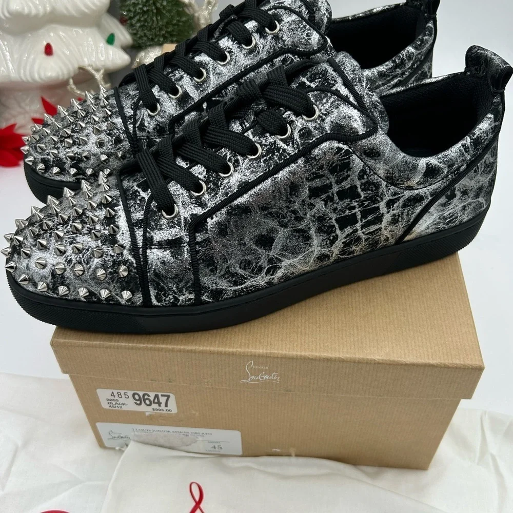 Men's Christian Louboutin, Louis Jr, orloto storm print Leather sneakers size 45